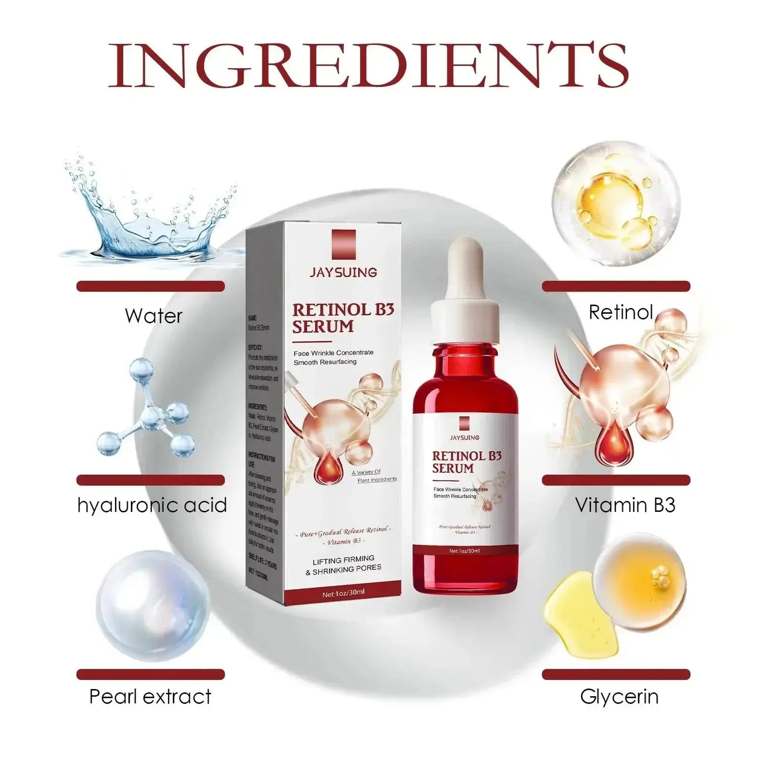 Retinol Facial Essence Fade Fine Line Face Serum Anti-Aging Pore Minimizing Hydrating Brightening Skin Treatment for Women Men Macu Kori