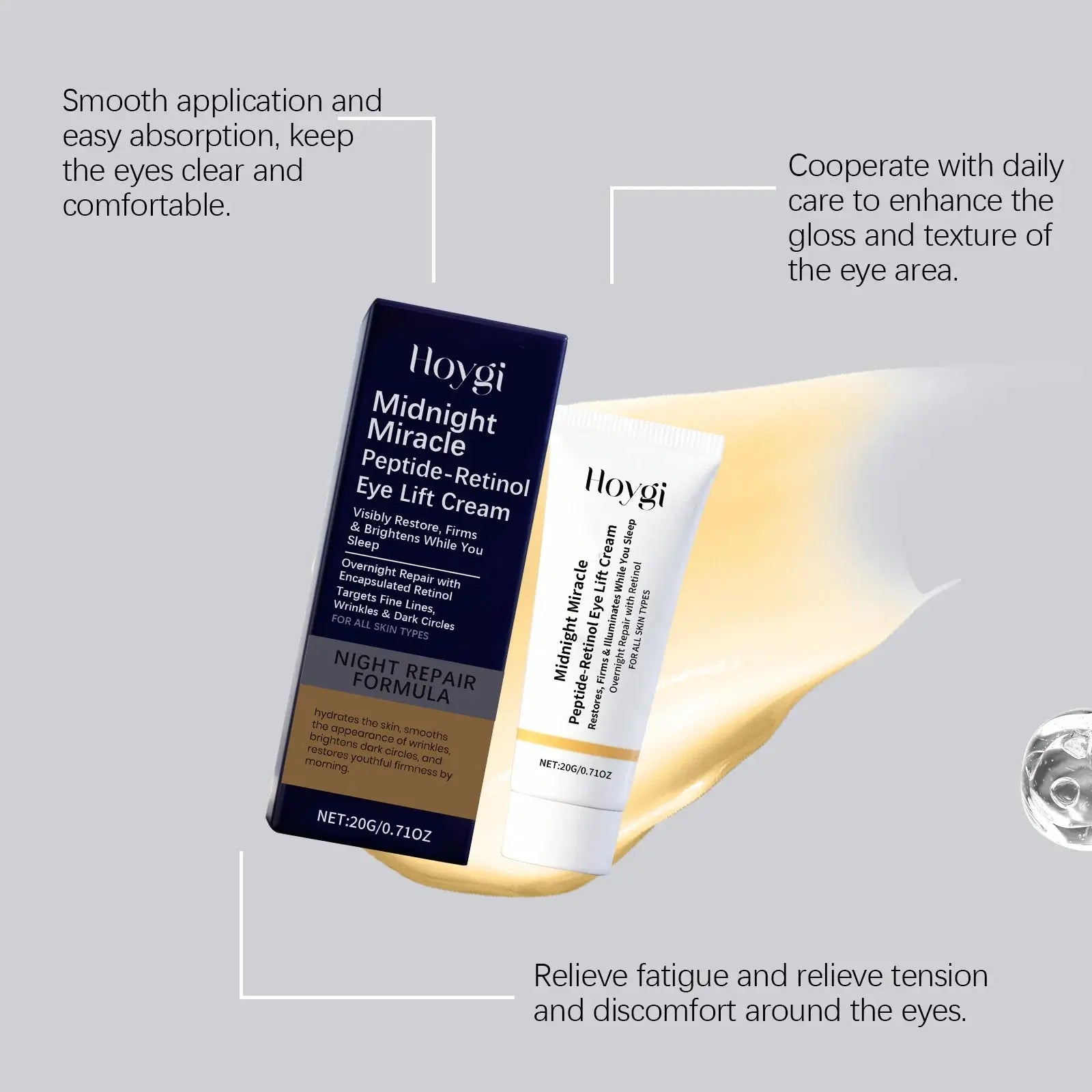 HOYGI Retinol Eye Cream Firming Moisturizing Anti Aging Eyes Serum Lifting Firming Fade Fine Line Remove Dark Circles Essence Macu Kori