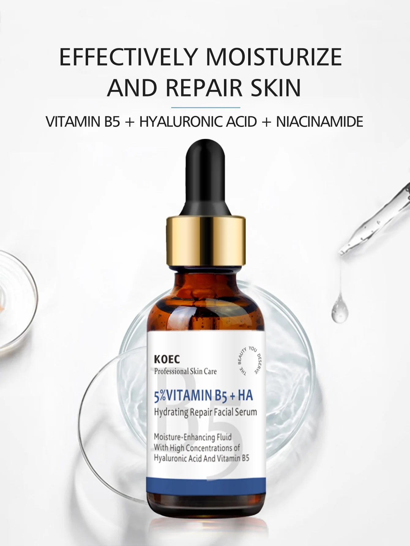 5% Hyaluronic Acid B5 Serum Anti -Wrinkle Face Tightening Fade Fine Line Hydrating for Plumping Anti Age for Face Skin Roughness