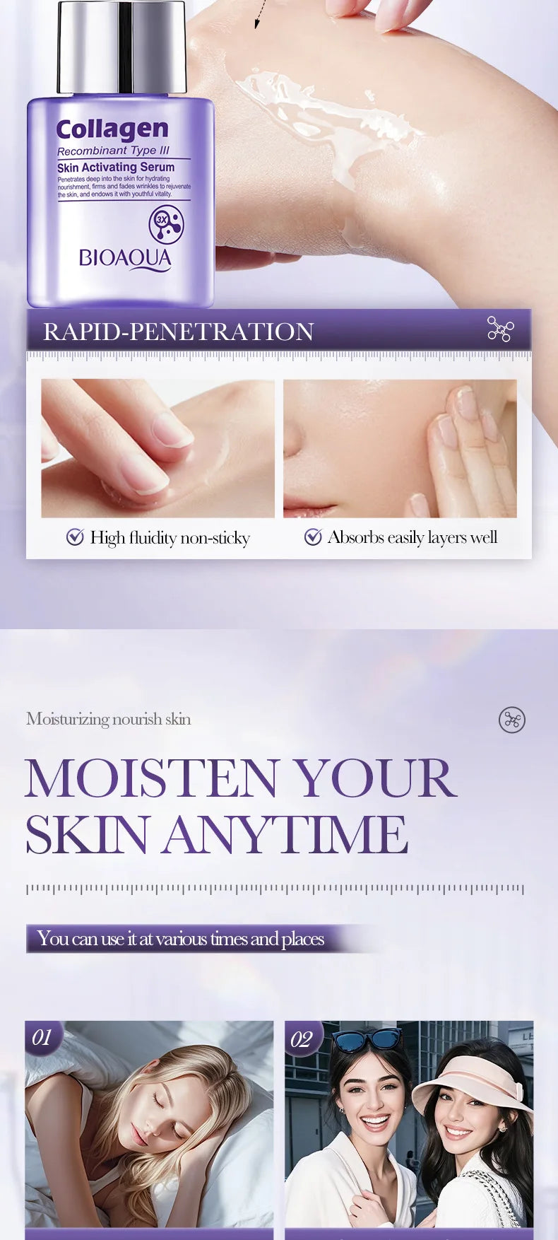 BIOAQUA Collagen Face Serum Moisturizing Anti Wrinkles Anti-Aging Whitening Facial Essence Skin Care Products