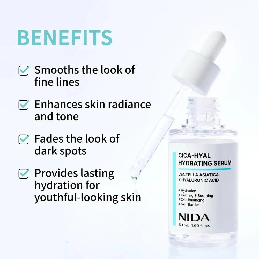 50ml NIDA CICA-HYAL Hydrating Serum Hyaluronic Acid Centella Asiatica Soothe Redness Repair Barrier Daily Skincare