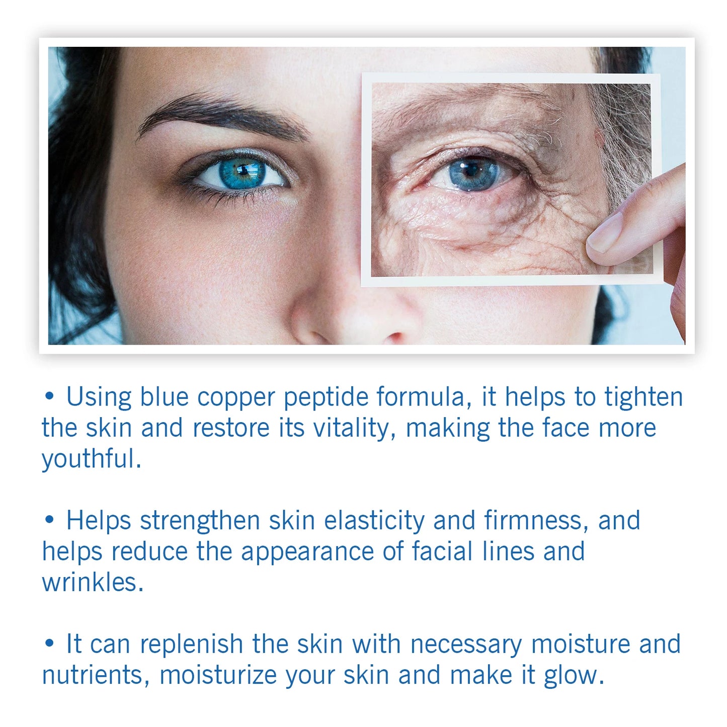 Hoygi Blue Copper Peptide Firming Serum for All Skin Types Collagen Boost Repair Hydrating Fast Absorbing Non-Irritating