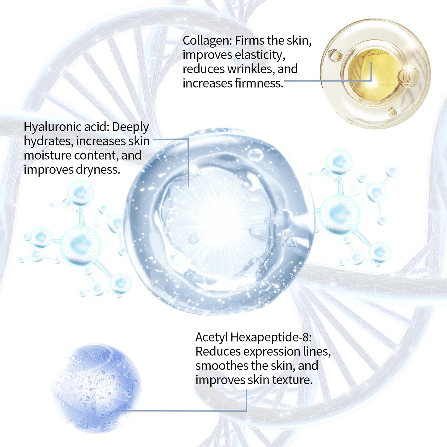 Hyaluronic Acid Essence Skin Care Roller Set Tightening Massage Facial Skin Smoothing Nourishing Improve Rough & Matte Skin