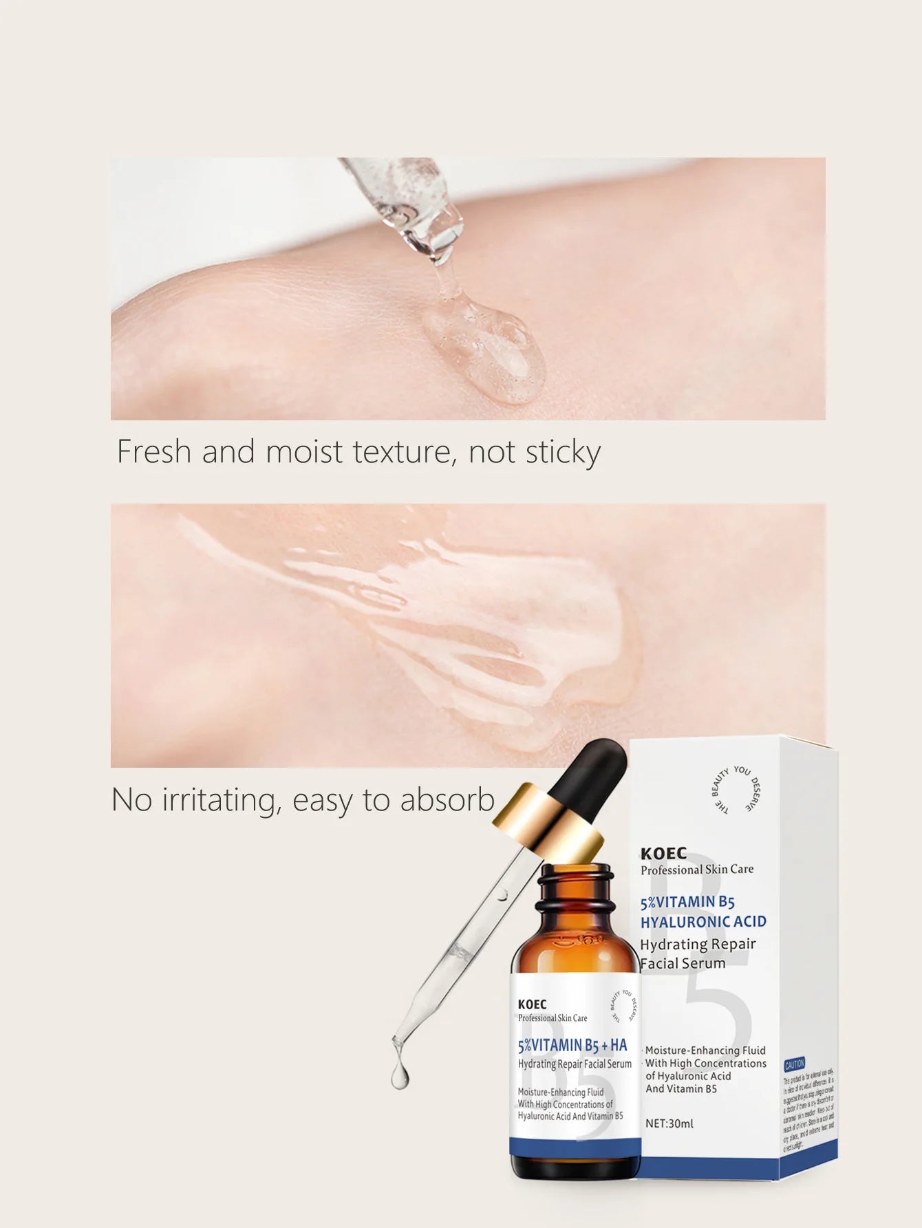 5% Hyaluronic Acid B5 Serum Anti -Wrinkle Face Tightening Fade Fine Line Hydrating for Plumping Anti Age for Face Skin Roughness