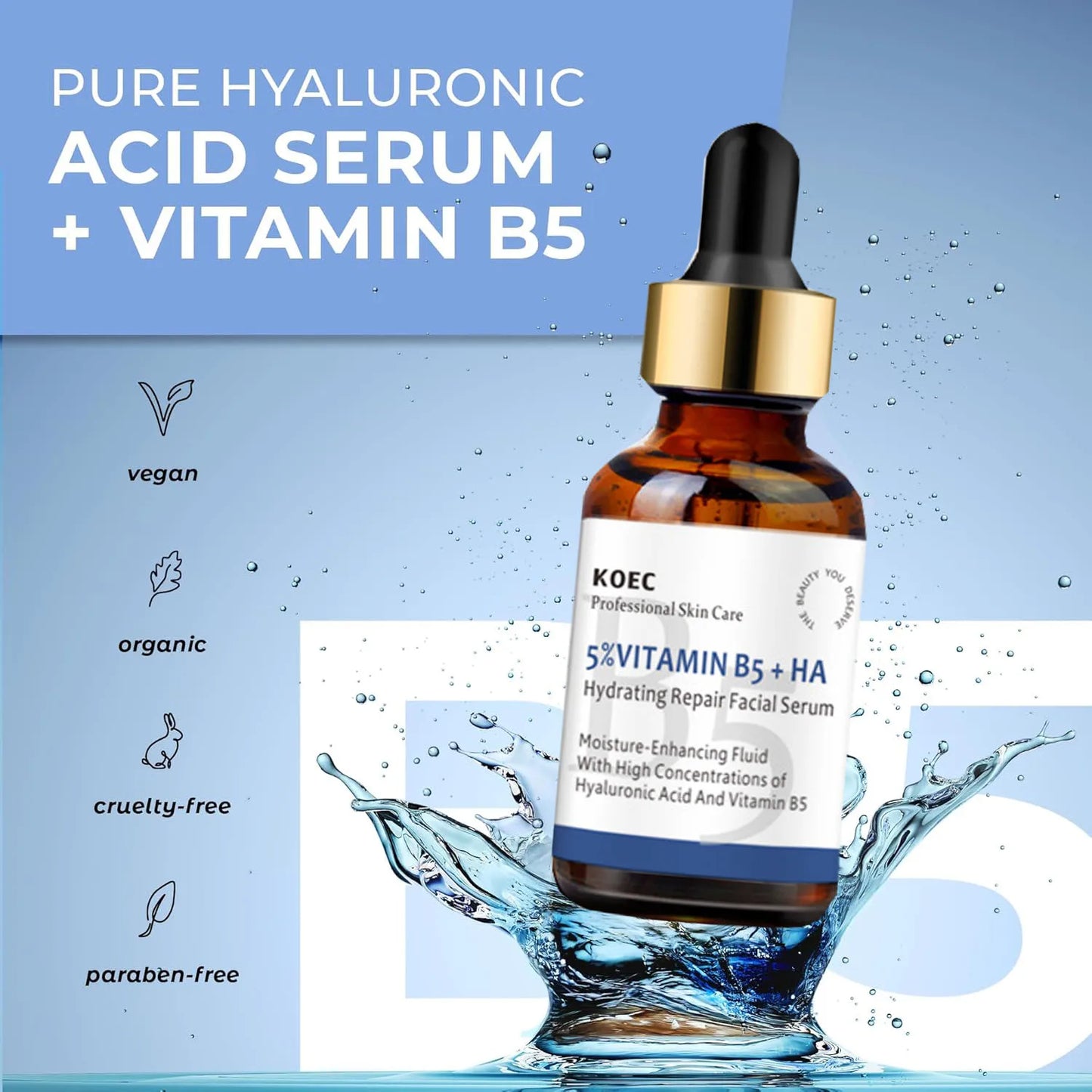 5% Hyaluronic Acid B5 Serum Anti -Wrinkle Face Tightening Fade Fine Line Hydrating for Plumping Anti Age for Face Skin Roughness