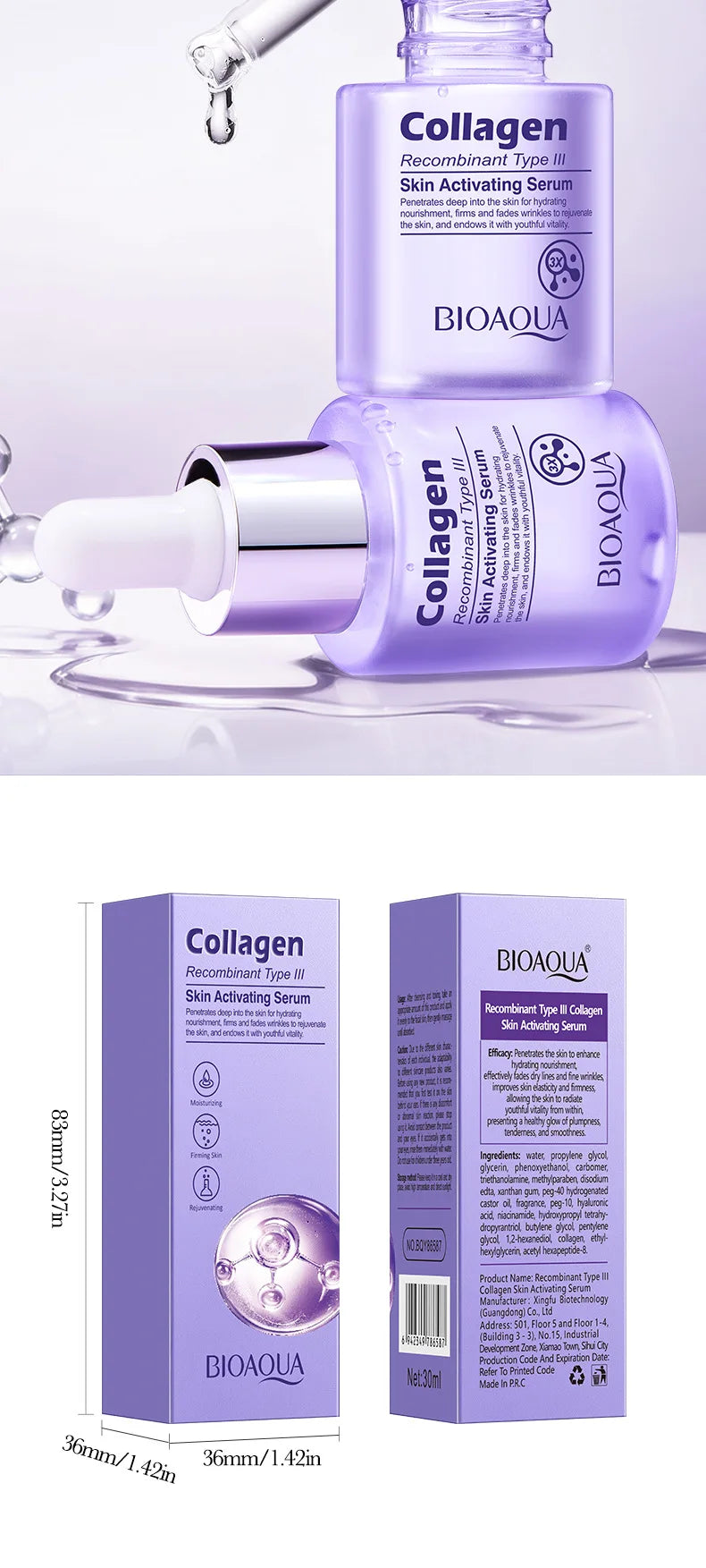BIOAQUA Collagen Face Serum Moisturizing Anti Wrinkles Anti-Aging Whitening Facial Essence Skin Care Products