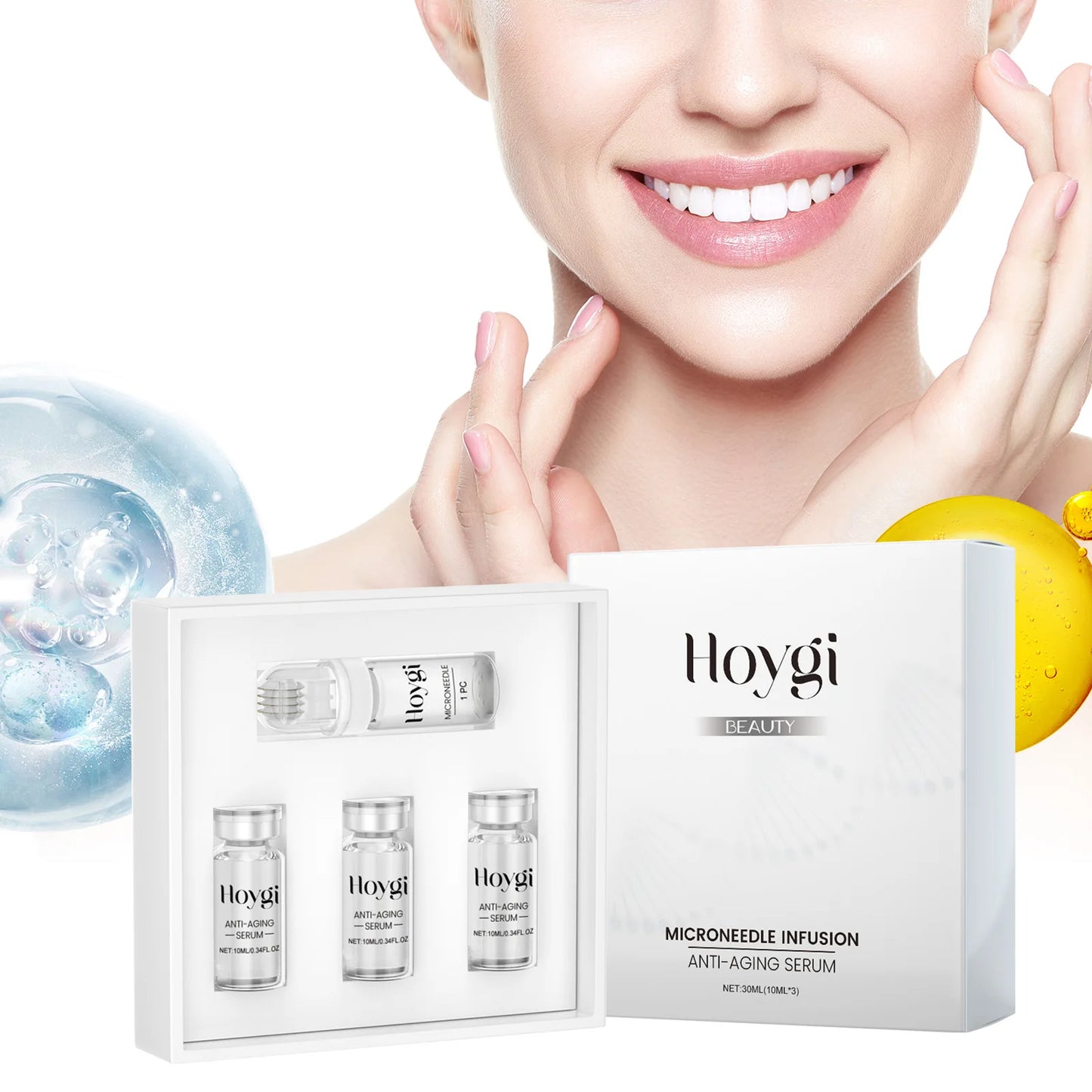 Hyaluronic Acid Essence Skin Care Roller Set Tightening Massage Facial Skin Smoothing Nourishing Improve Rough & Matte Skin