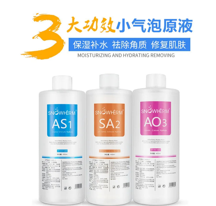 3 Pc 1200ml Aqua Peel Solution AS1 SA2 AO3 Facial Dermabrasion Skin Care Deep Cleaning Face Serum Korea Bubble Solution
