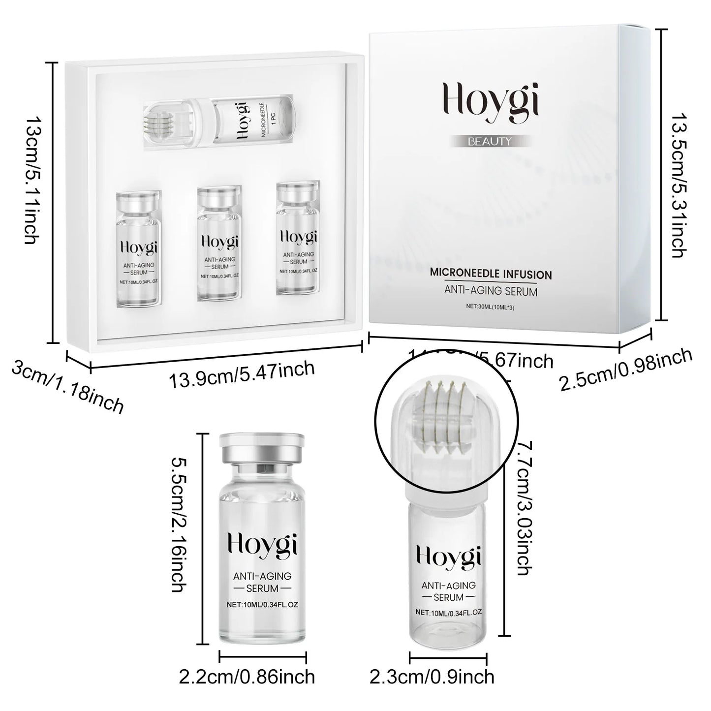 Hyaluronic Acid Essence Skin Care Roller Set Tightening Massage Facial Skin Smoothing Nourishing Improve Rough & Matte Skin