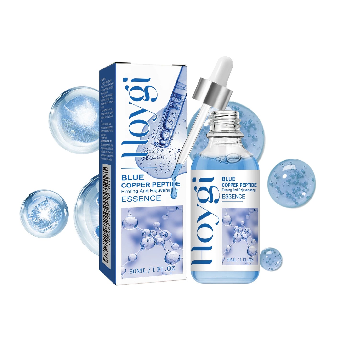 Hoygi Blue Copper Peptide Firming Serum for All Skin Types Collagen Boost Repair Hydrating Fast Absorbing Non-Irritating