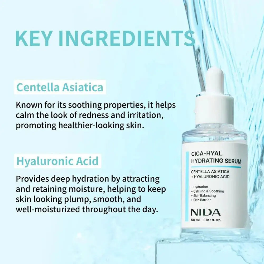 50ml NIDA CICA-HYAL Hydrating Serum Hyaluronic Acid Centella Asiatica Soothe Redness Repair Barrier Daily Skincare