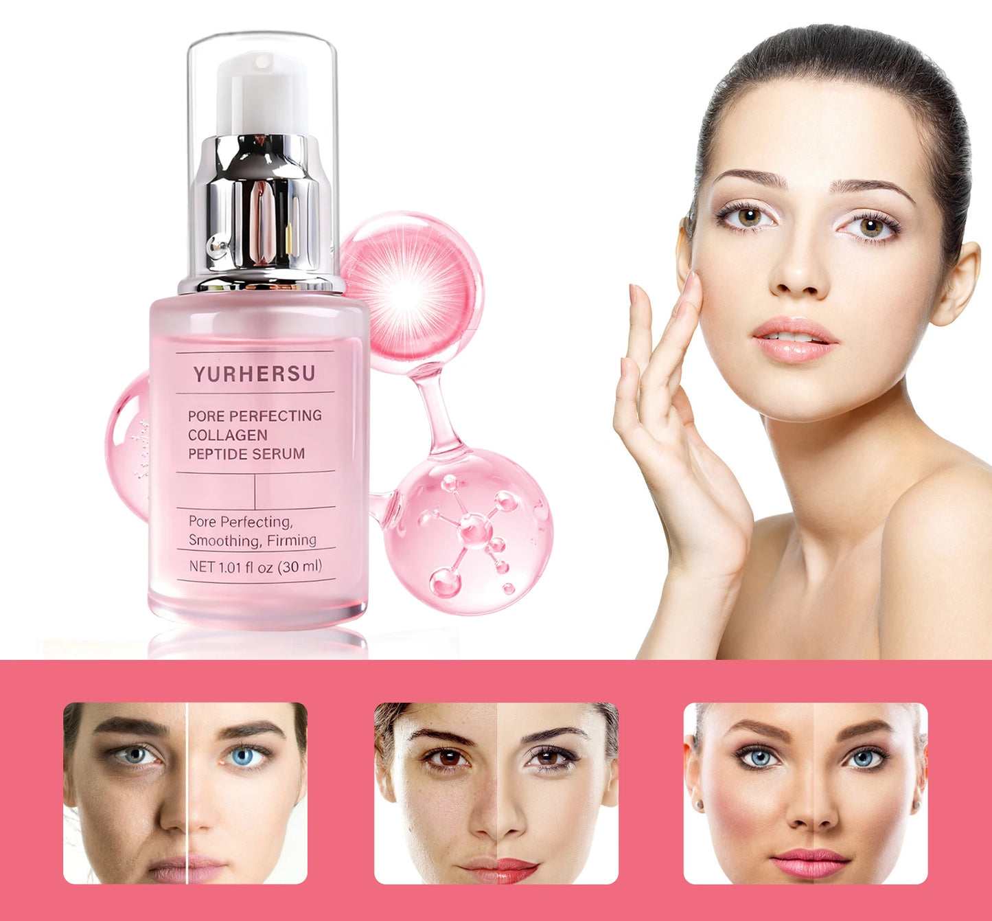 Collagen Peptides Wrinkle Remover Face Serum Lifting Firming Fade Fine Lines Anti-aging Essence Brighten Nourish Skin Care