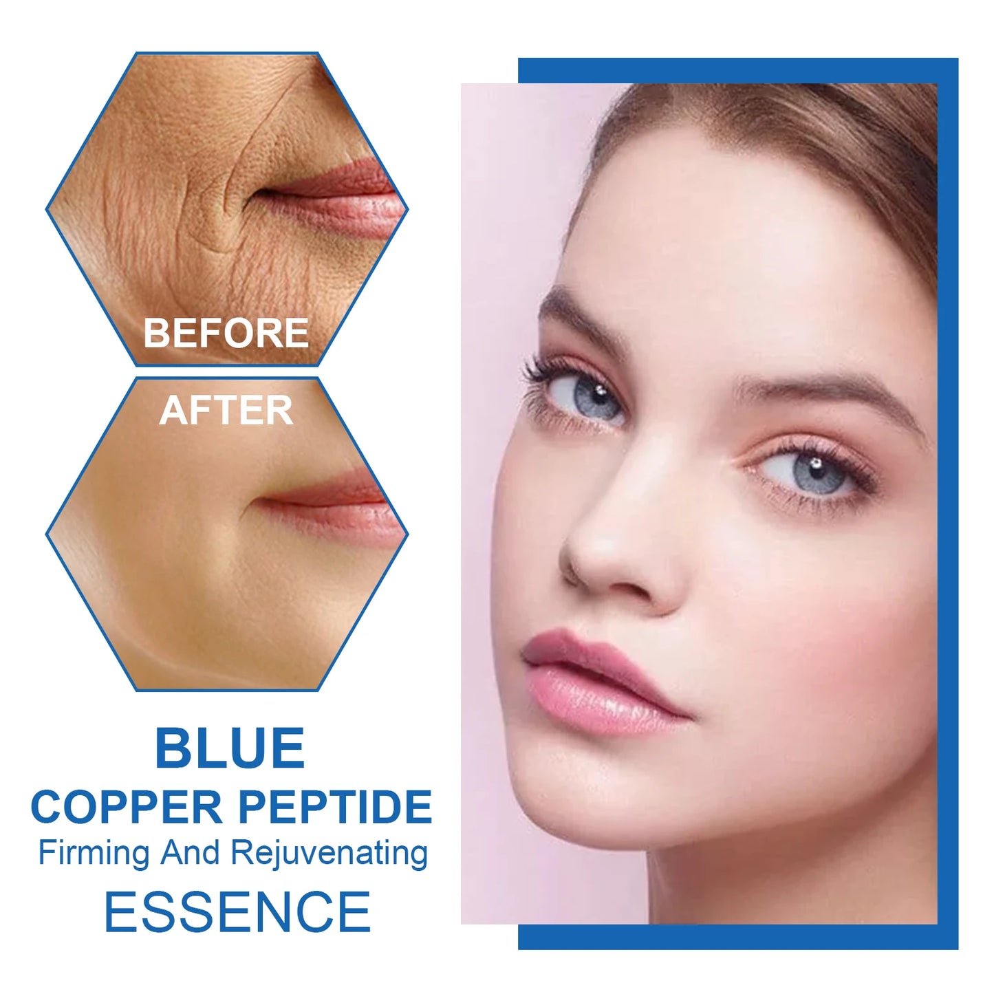 Hoygi Blue Copper Peptide Firming Serum for All Skin Types Collagen Boost Repair Hydrating Fast Absorbing Non-Irritating