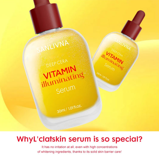 Vitamin C and niacinamide serum brightens skin tone and is rich in bakuchiol to improve and cleanse pores for facial care