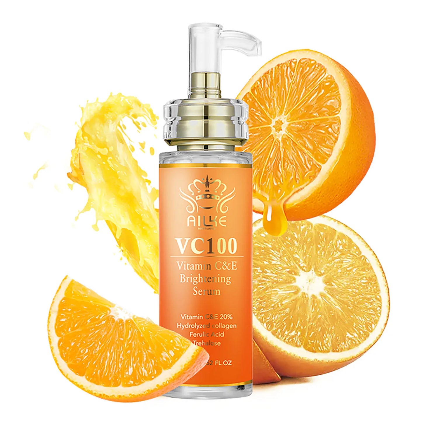 AILKE Brightening Serum, Whitening, Moisturizes, Hydrates, Clean Skin, Reduce Wrinkles, Dark Spots, With Vitamin C, Vitamin E