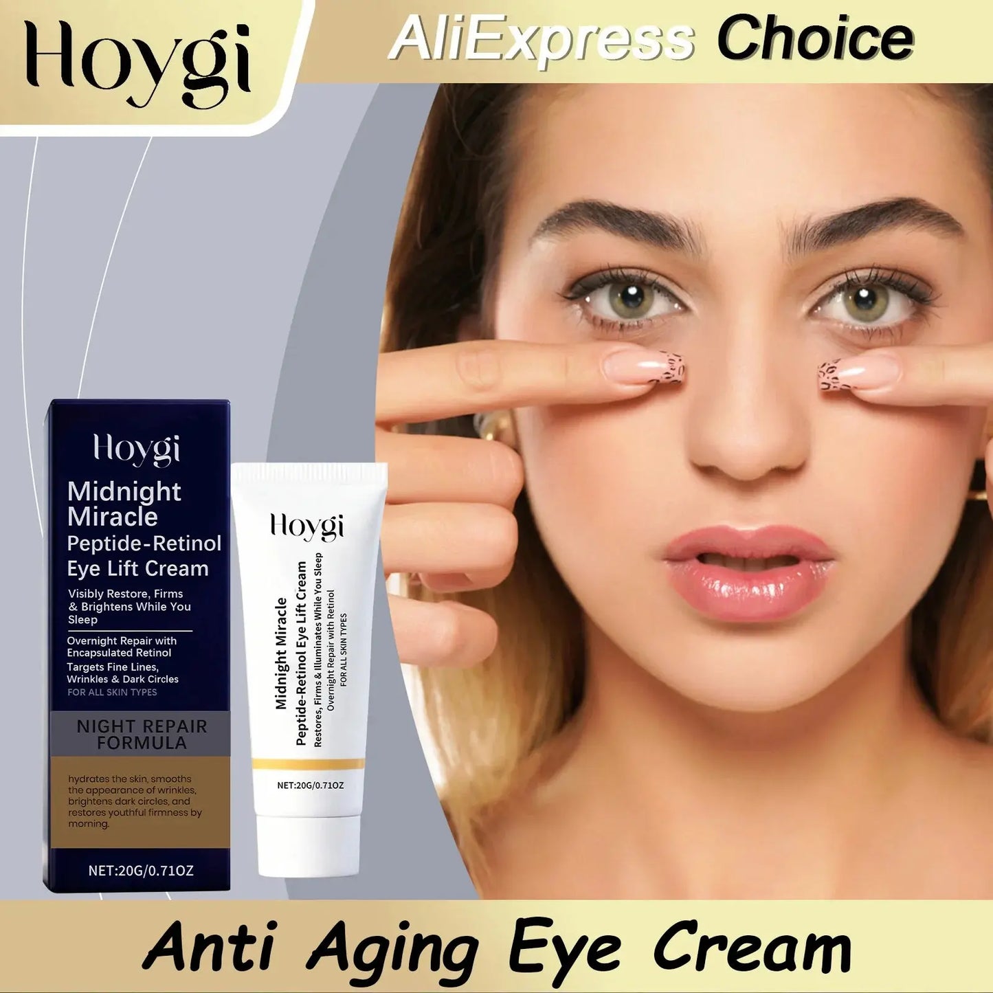 HOYGI Retinol Eye Cream Firming Moisturizing Anti Aging Eyes Serum Lifting Firming Fade Fine Line Remove Dark Circles Essence Macu Kori